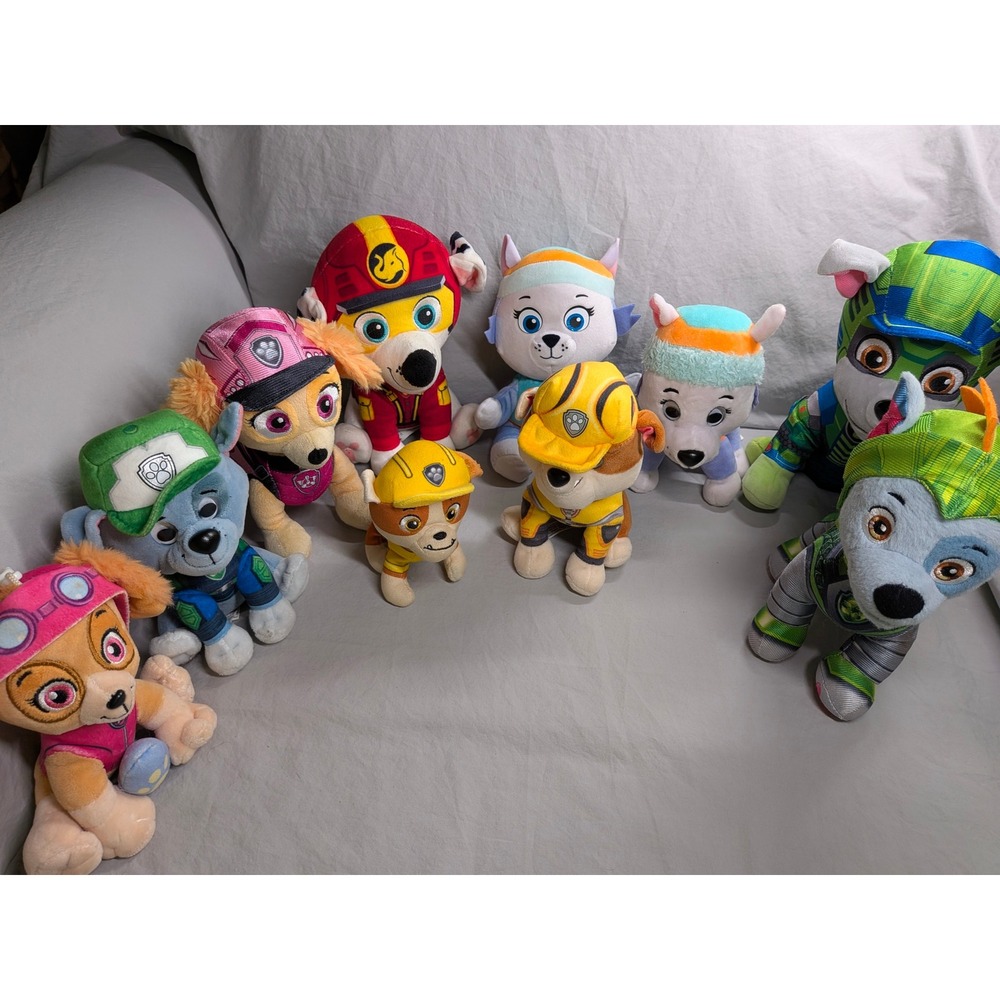 Paw Patrol Plush Toy Lot 10pc Marshall Skye Rubble Rocky Everest Stuffed Animals